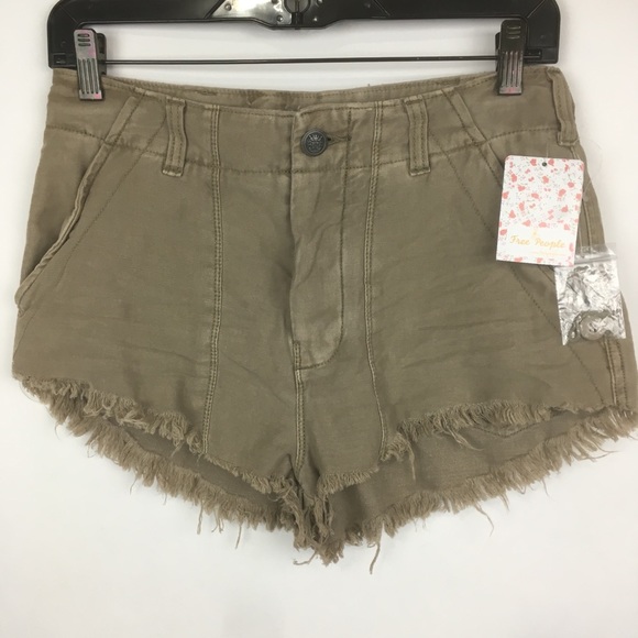 Free People frayed beige cutoff shorts Sz 2 - Picture 3 of 8